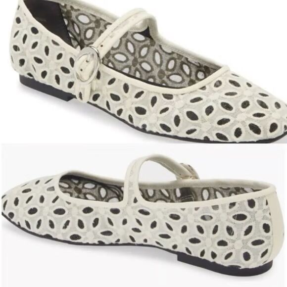 Acinda White and Black Floral Mary Jane Flats - Picture 10 of 16